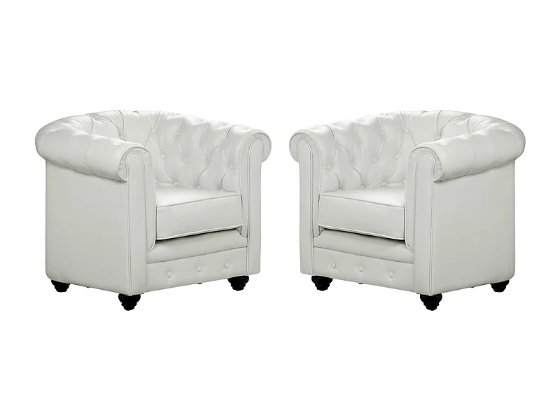 Poltrone CHESTERFIELD in similpelle Bianche - Lotto di 2