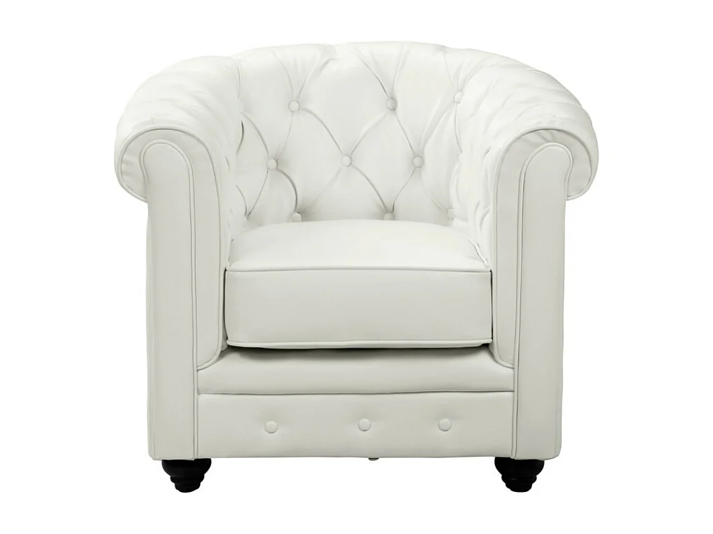 Lot de 2 Fauteuils CHESTERFIELD - Simili Blanc