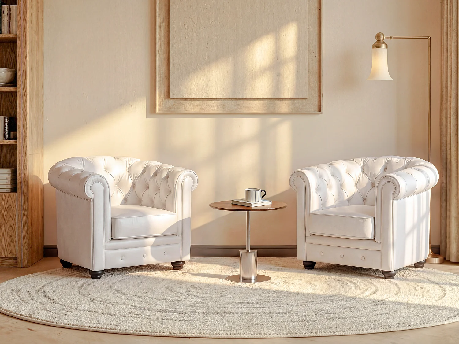 Poltrone CHESTERFIELD in similpelle Bianche - Lotto di 2