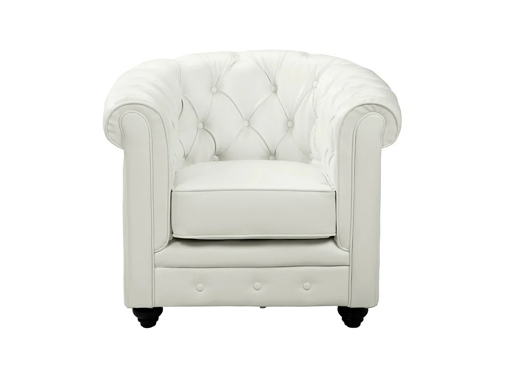 Sofa 3-Sitzer und Sessel - Kunstleder - Weiß - CHESTERFIELD