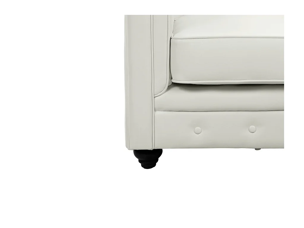 Sofa 3-Sitzer und Sessel - Kunstleder - Weiß - CHESTERFIELD