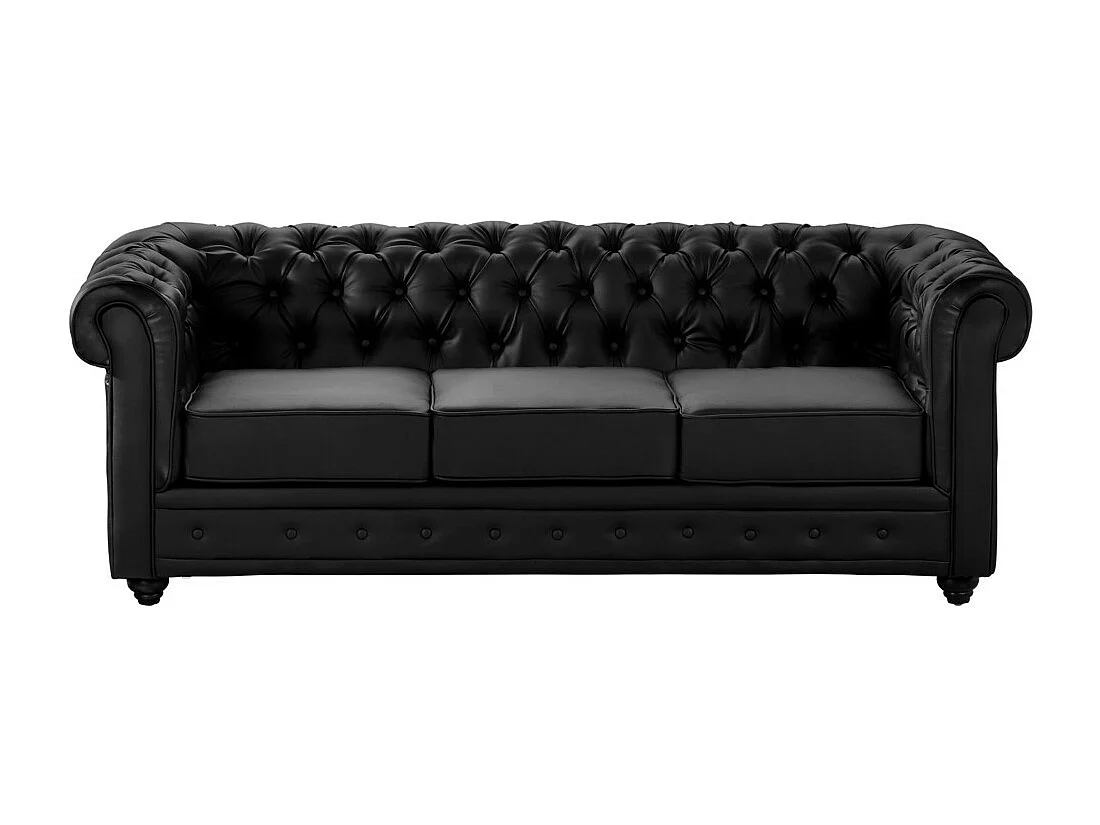 Divano 3 posti e poltrona CHESTERFIELD in similpelle Nero