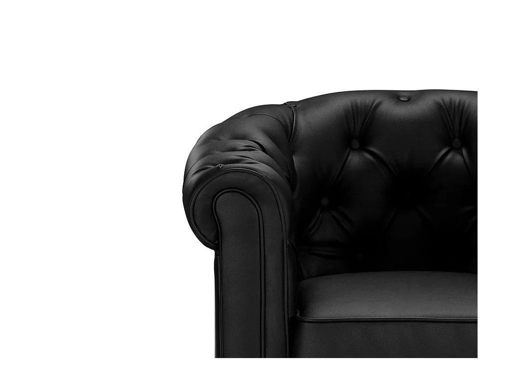 Driezitsbank en 2 fauteuils CHESTERFIELD van kunstleer - Zwart