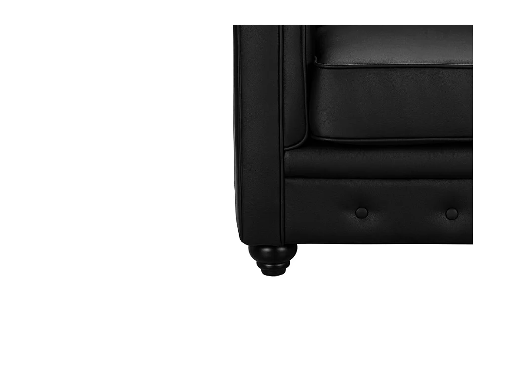 Driezitsbank en 2 fauteuils CHESTERFIELD van kunstleer - Zwart