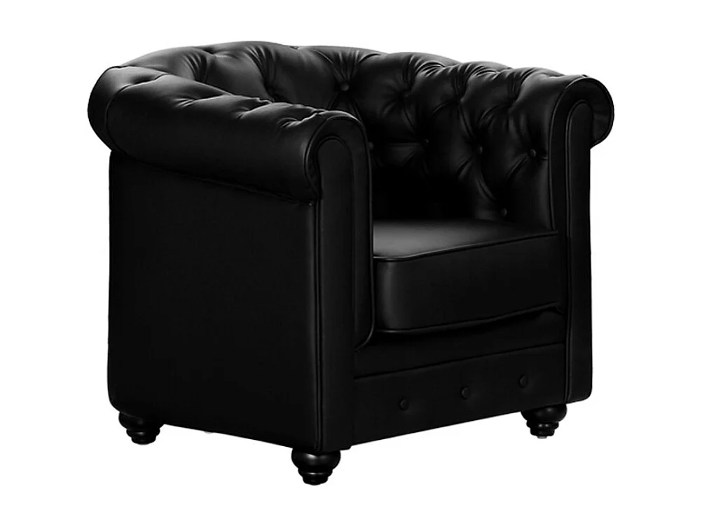 Canapé 3 places et 2 fauteuils CHESTERFIELD - Simili Noir