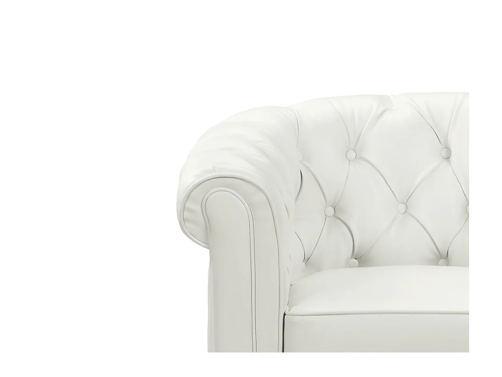 3-personers sofa og 2 lænestole CHESTERFIELD - Hvid kunstlæder