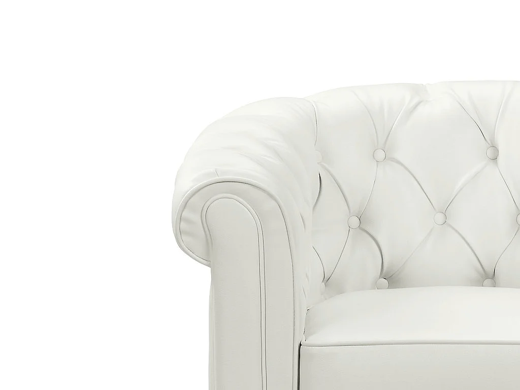 Driezitsbank en 2 fauteuils CHESTERFIELD van kunstleer - Wit