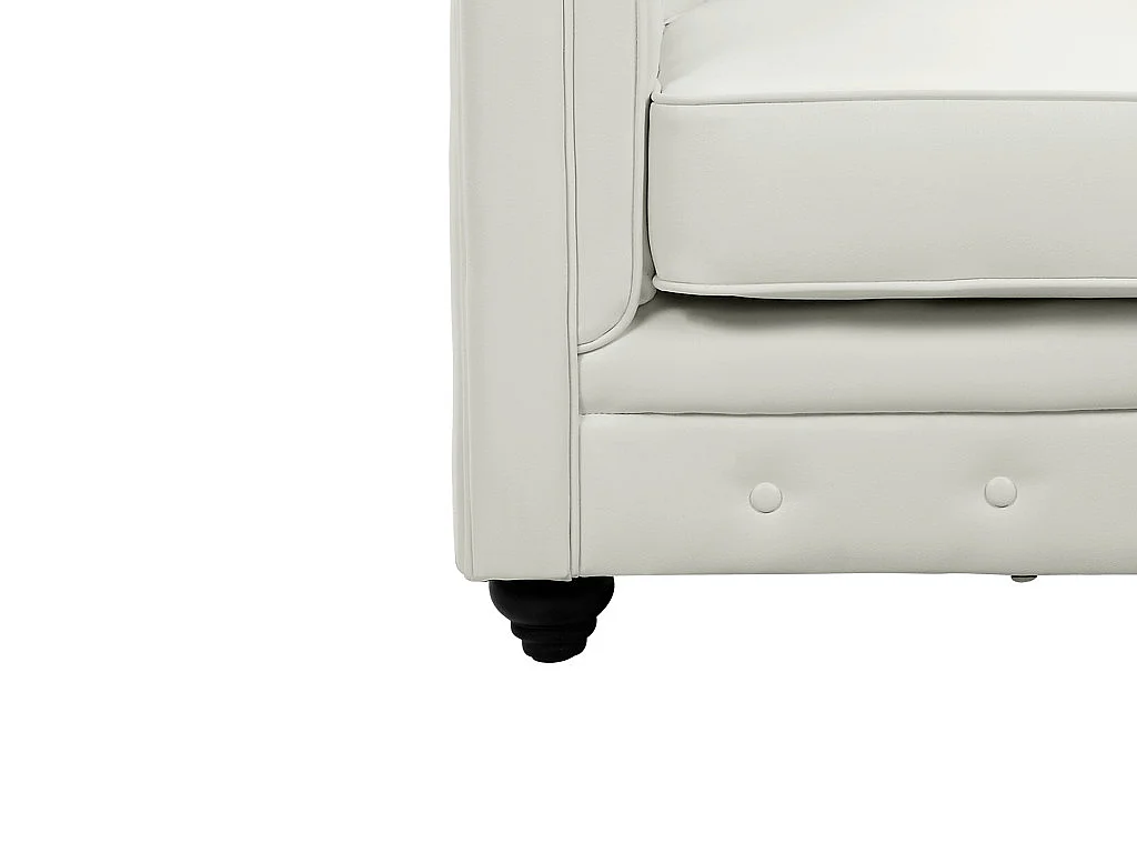 Driezitsbank en 2 fauteuils CHESTERFIELD van kunstleer - Wit