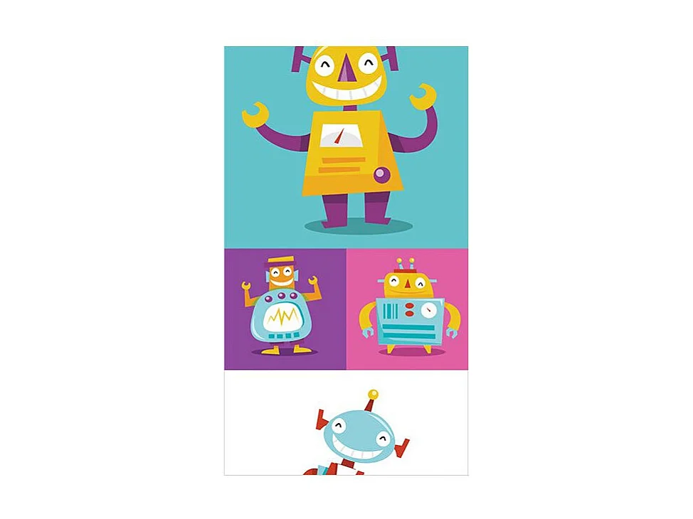 Papier Peint "Colorful Robots" 50x1000cm