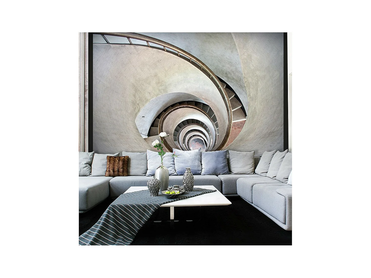 Papier Peint "White Spiral Stairs" 231 x 300 cm