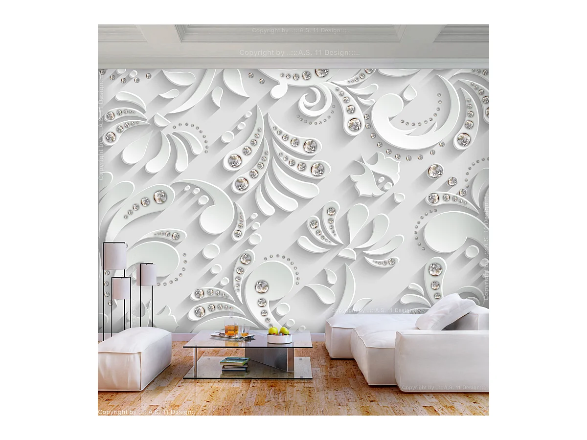 Papier Peint "Flowers with Crystals" 105 x 150 cm