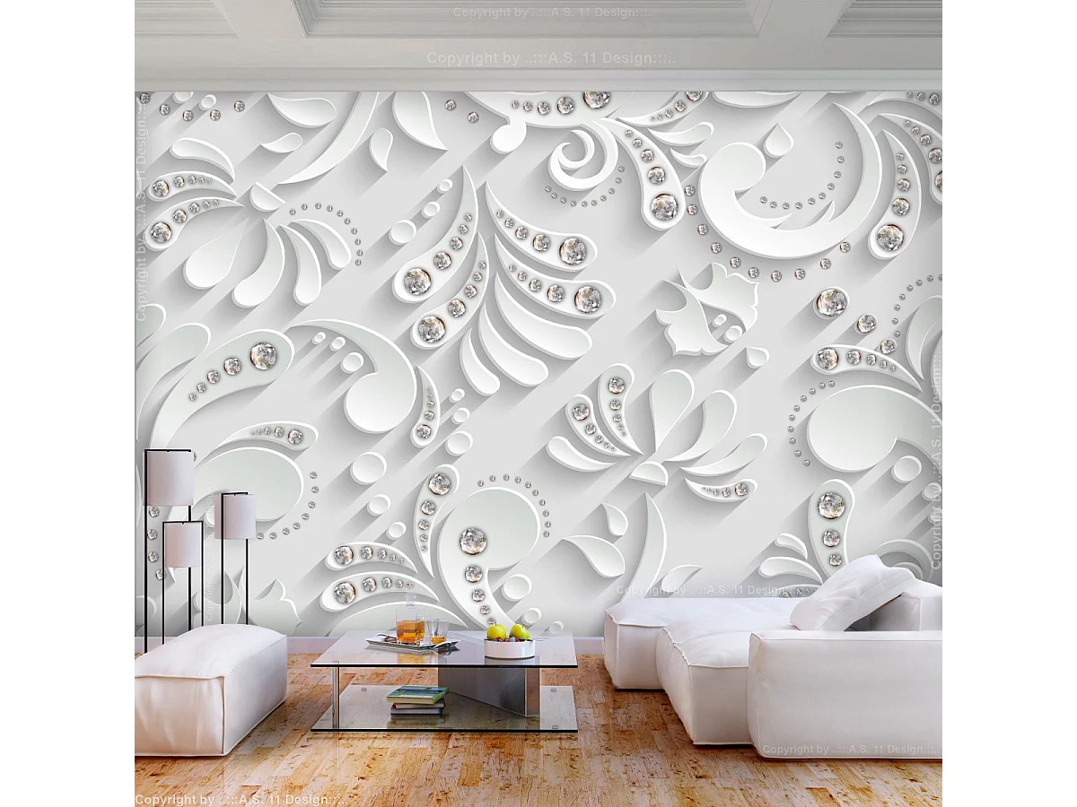 Papier Peint "Flowers with Crystals" 105 x 150 cm