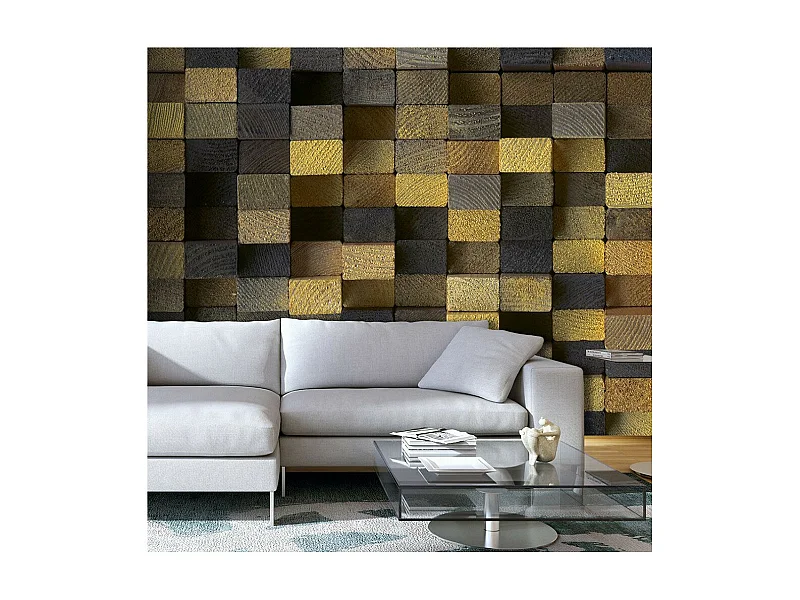 Papier Peint "Wooden Cubes" 175 x 250 cm
