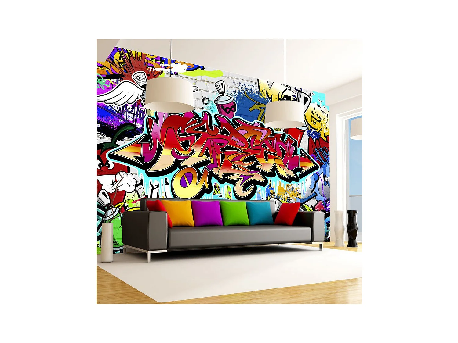 Papier Peint "Street Art Red Theme" 70 x 100 cm