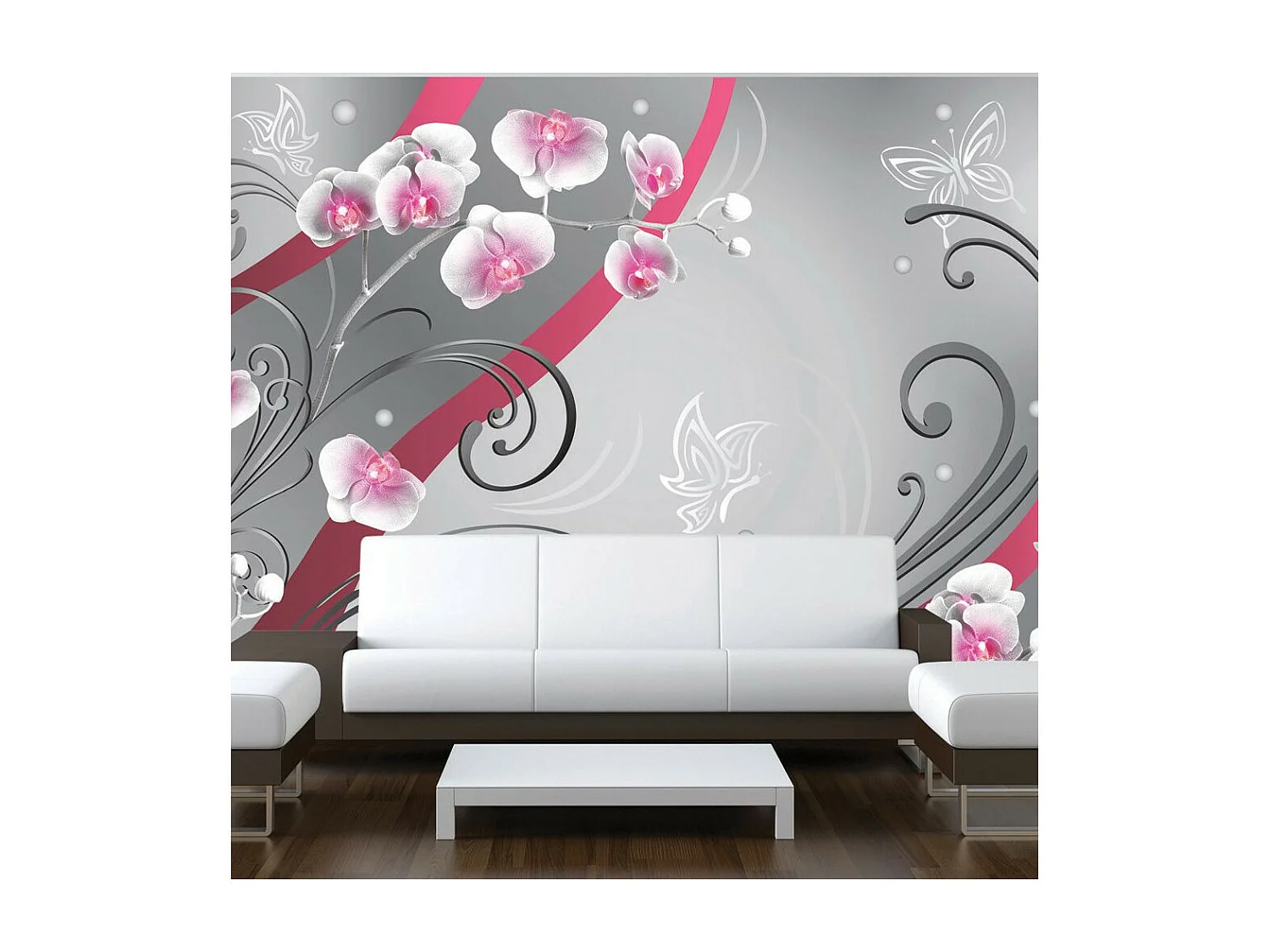 Papier Peint "Pink Orchids Variation" 175 x 250 cm