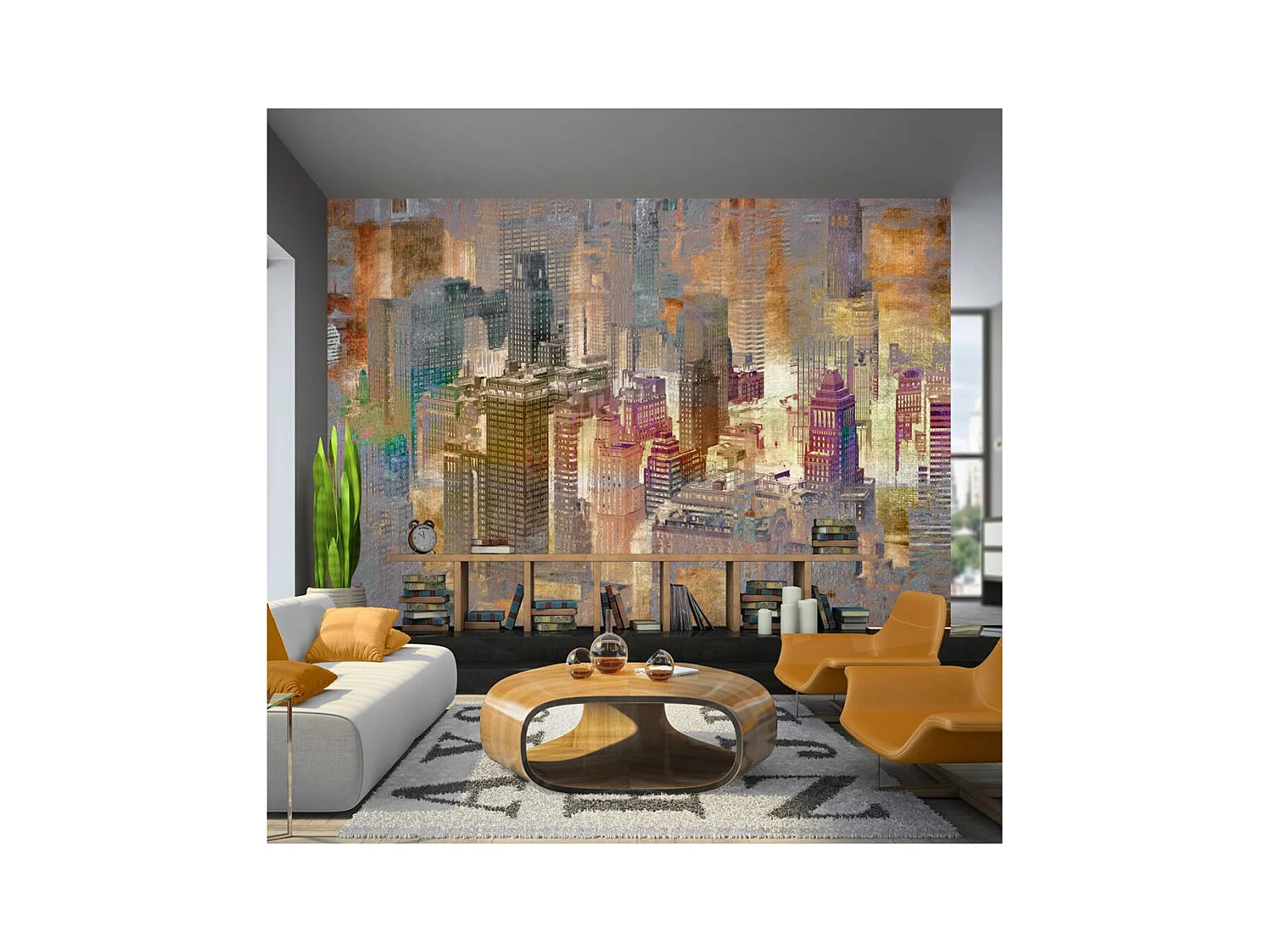 Papier Peint "City ??in the Mist" 70 x 100 cm