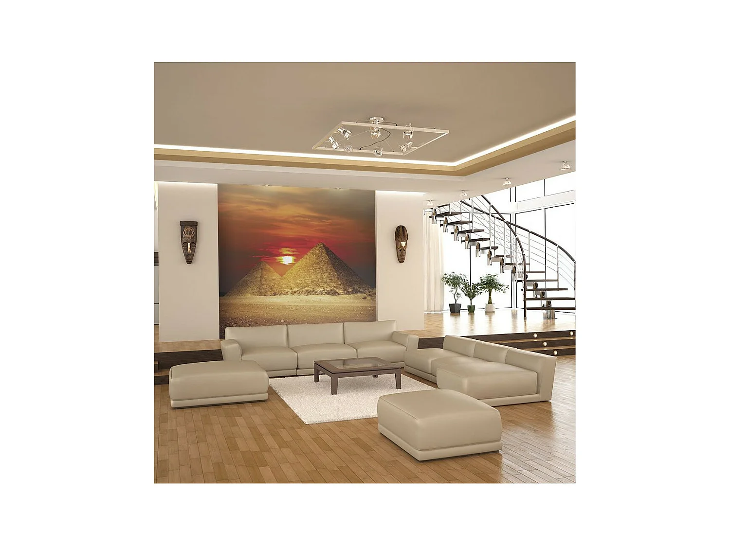 Papier Peint "La Nécropole de Gizeh Coucher de Soleil" 231 x 300 cm