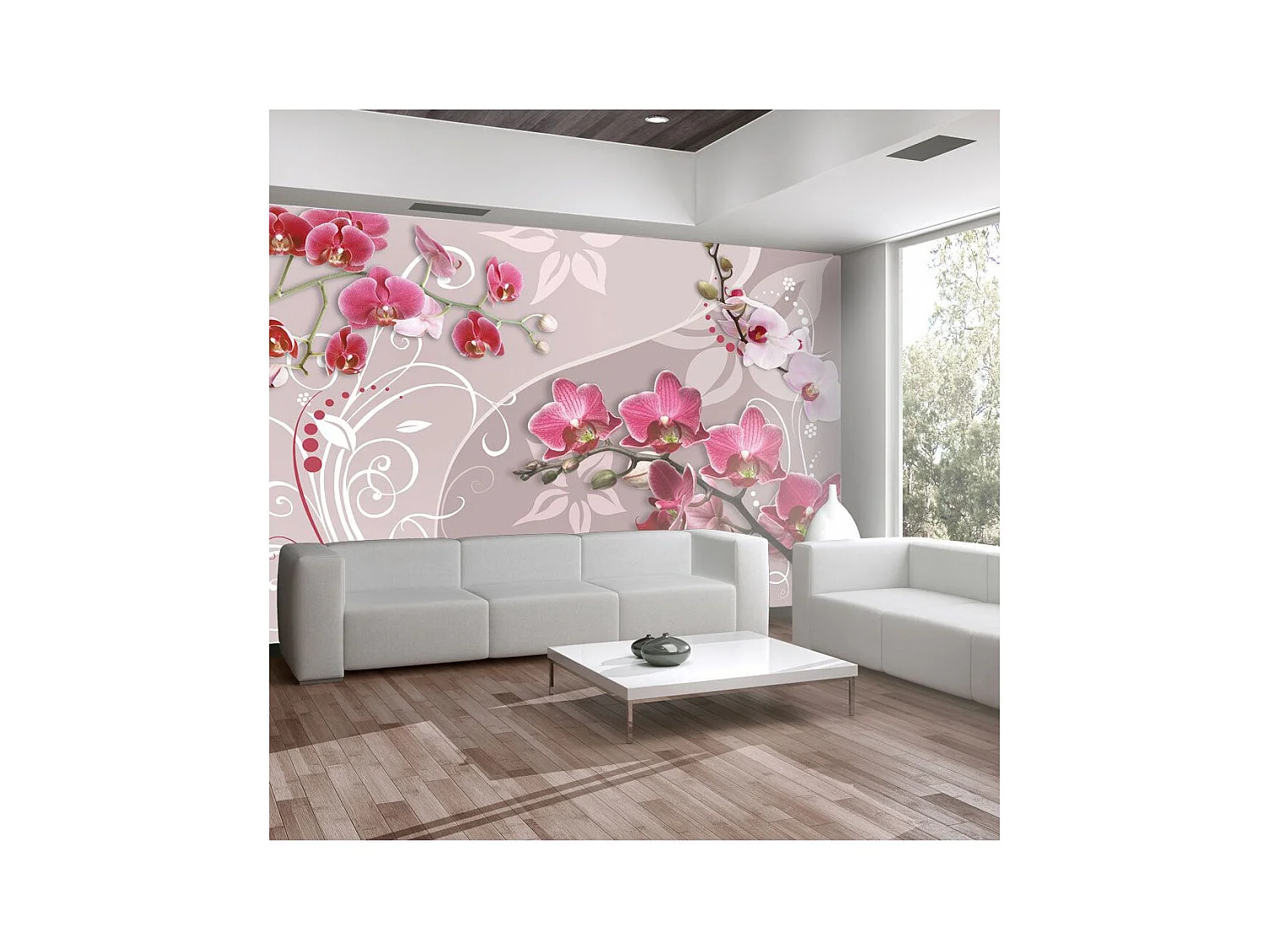 Papier Peint "Flight of Pink Orchids" 105 x 150 cm