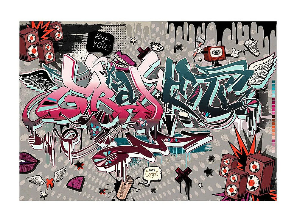 Papier Peint "Graffiti : Hey You!" 70 x 100 cm
