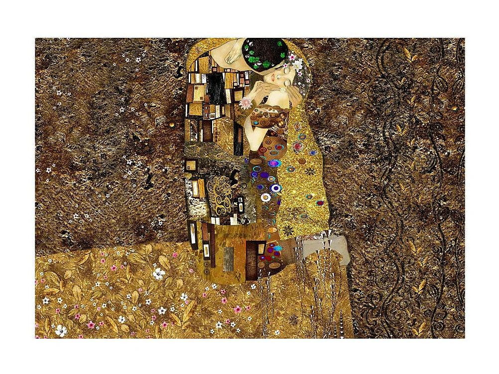 Papier Peint "Klimt Inspiration Golden Kiss" 245 x 350 cm