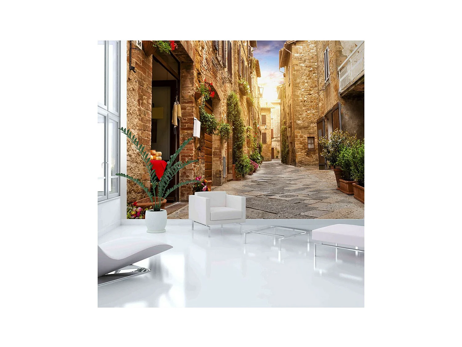 Papier Peint "Colourful Street in Tuscany" 70 x 100 cm