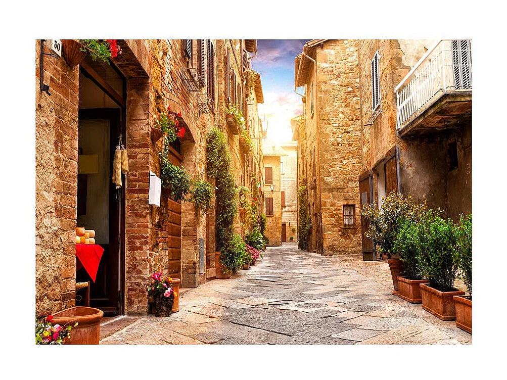 Papier Peint "Colourful Street in Tuscany" 70 x 100 cm