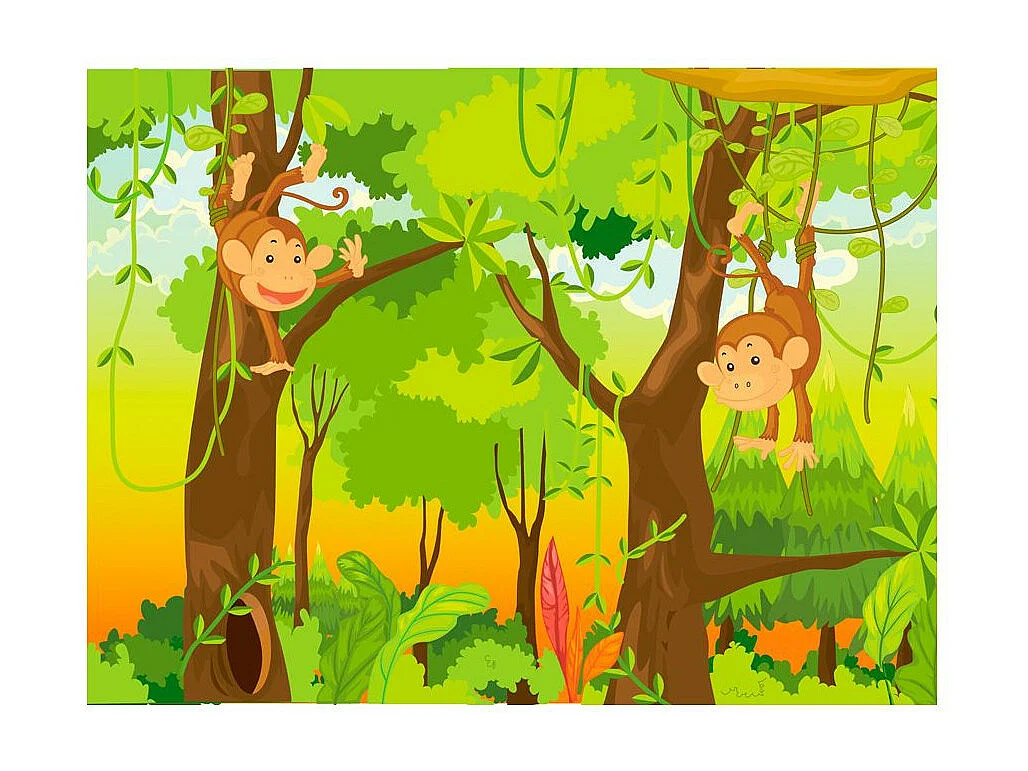 Papier Peint "Jungle Singes" 193 x 250 cm