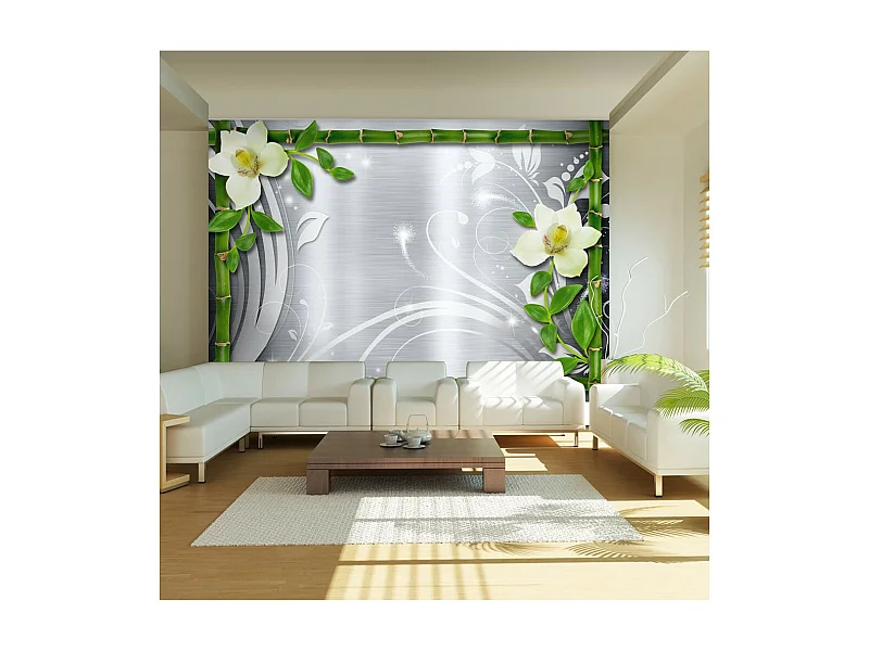 Papier Peint "Bamboo & Two Orchids" 105 x 150 cm