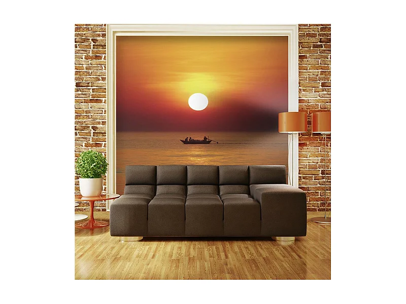 Papier Peint "Bateau de Pêche au Coucher de Soleil" 270 x 350 cm