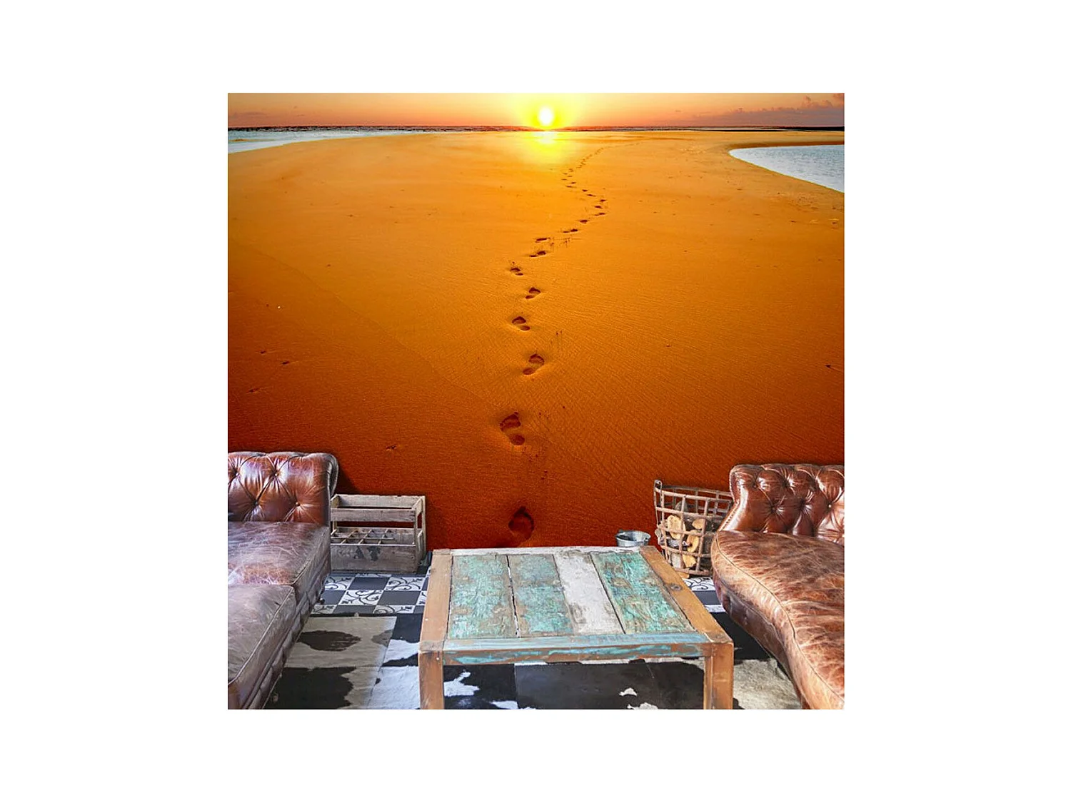 Papier Peint "Traces de Pas sur le Sable" 154 x 200 cm