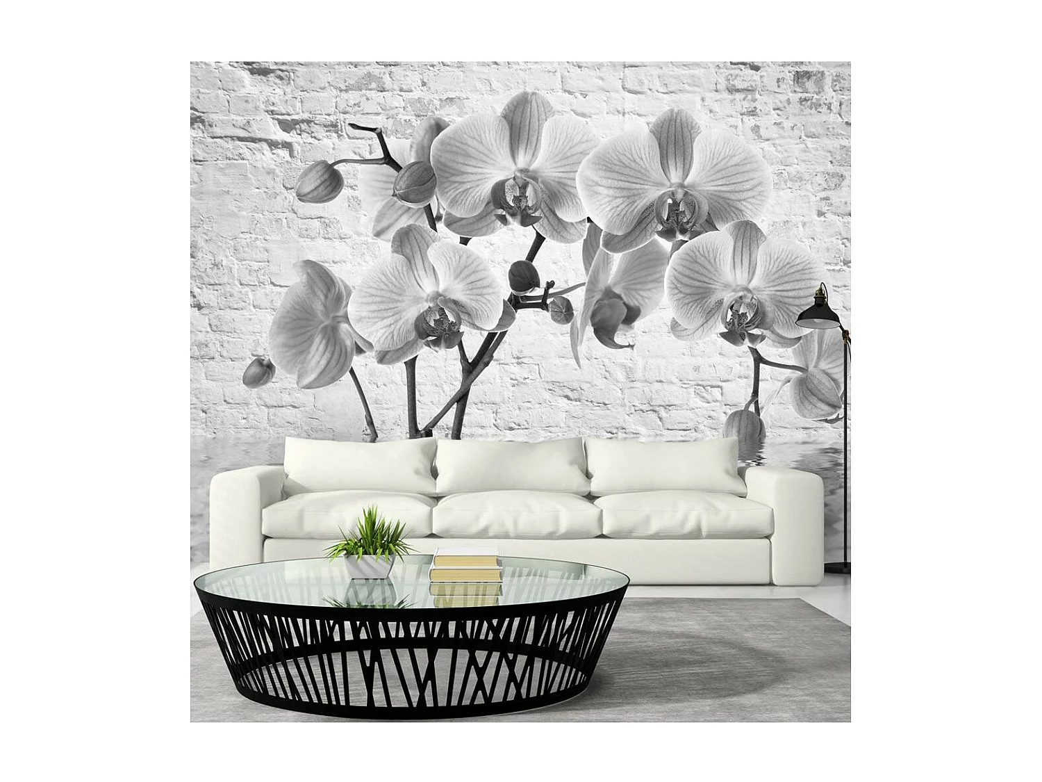 Papier Peint "Orchid in Shades of Gray" 140 x 200 cm