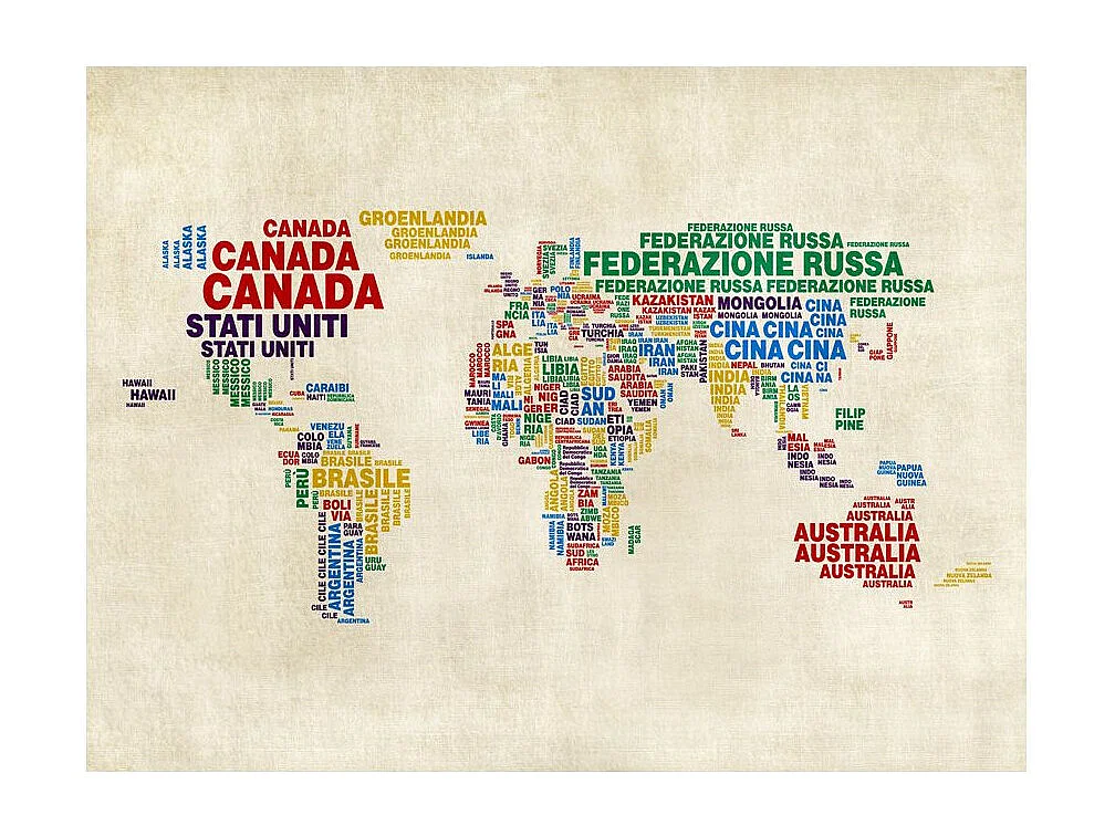 Papier Peint "Carte en Italien" 231 x 300 cm