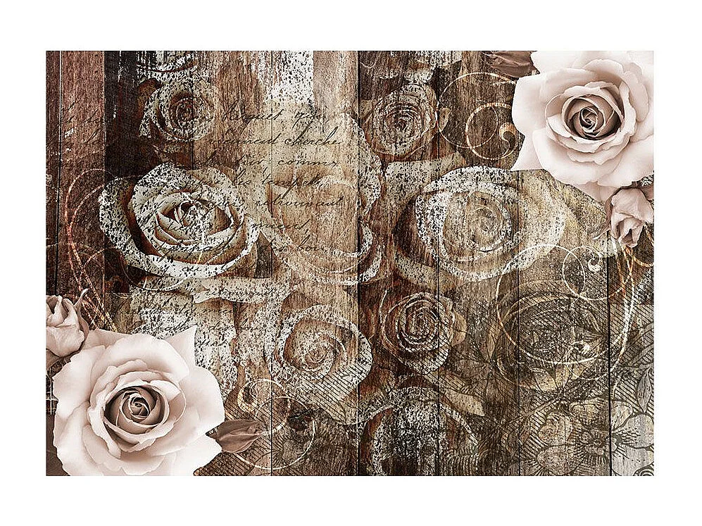 Papier Peint "Old Wood & Roses" 245 x 350 cm