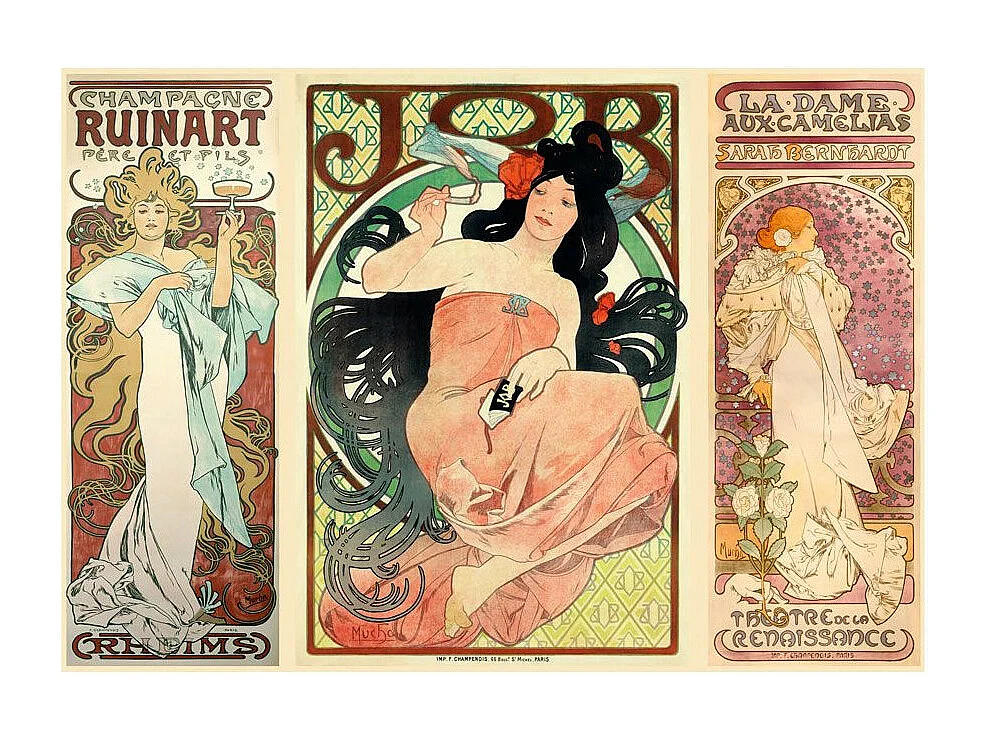Papier Peint "Alphonse Mucha Women's" 70 x 100 cm