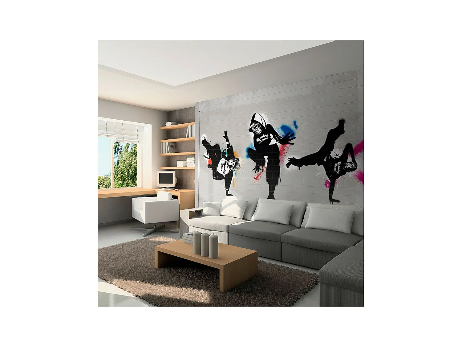 Papier Peint "Monkey Dance Street Art" 270 x 350 cm