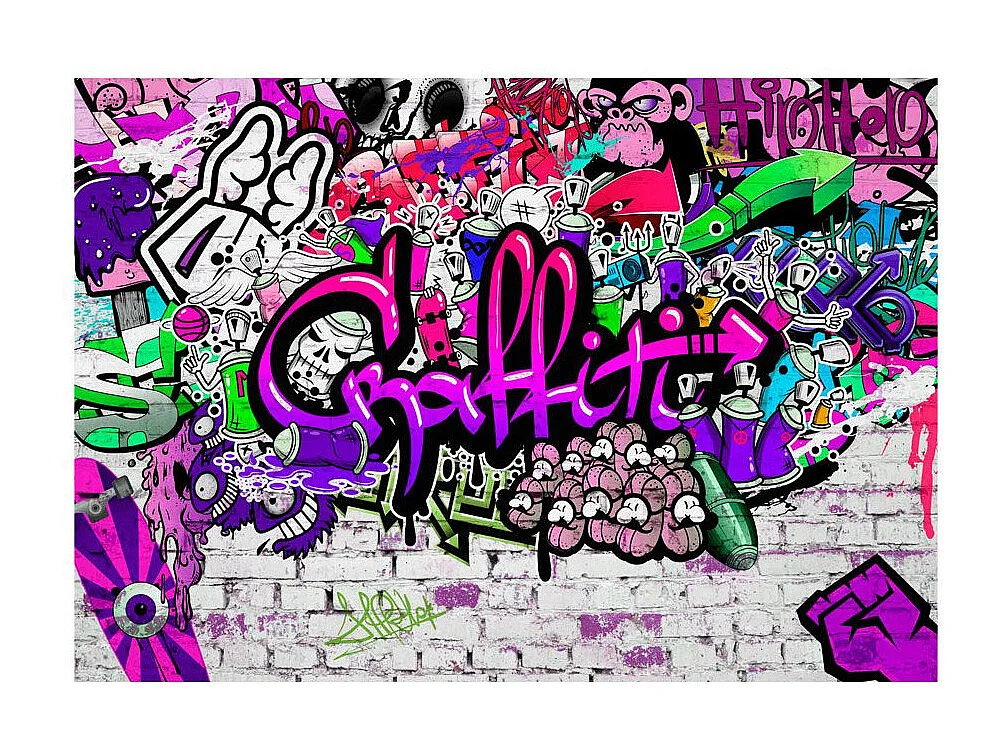 Papier Peint "Purple Graffiti" 210 x 300 cm