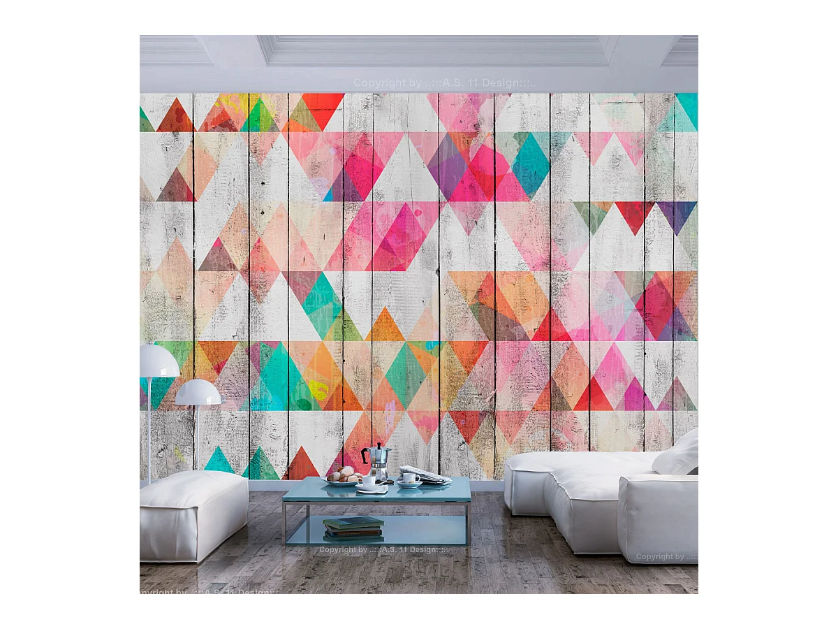 Papier Peint "Rainbow Triangles" 70 x 100 cm