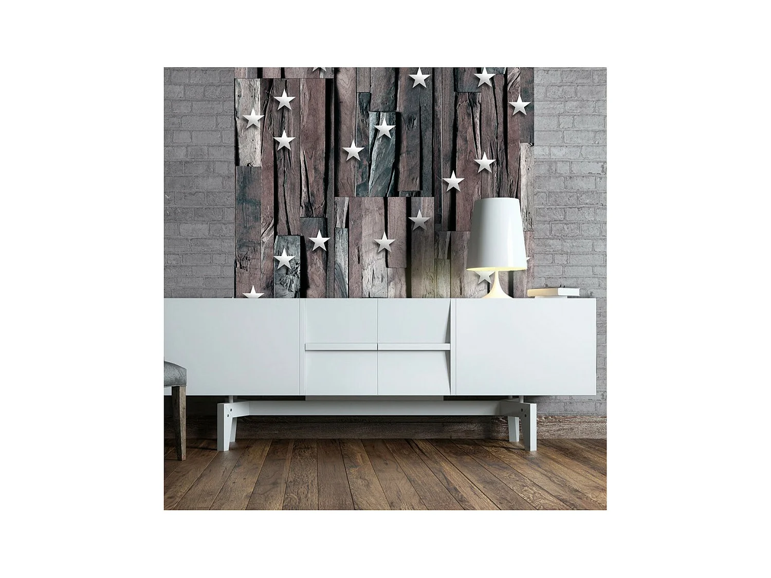 Papier Peint "Stars on Wood" 50x1000cm