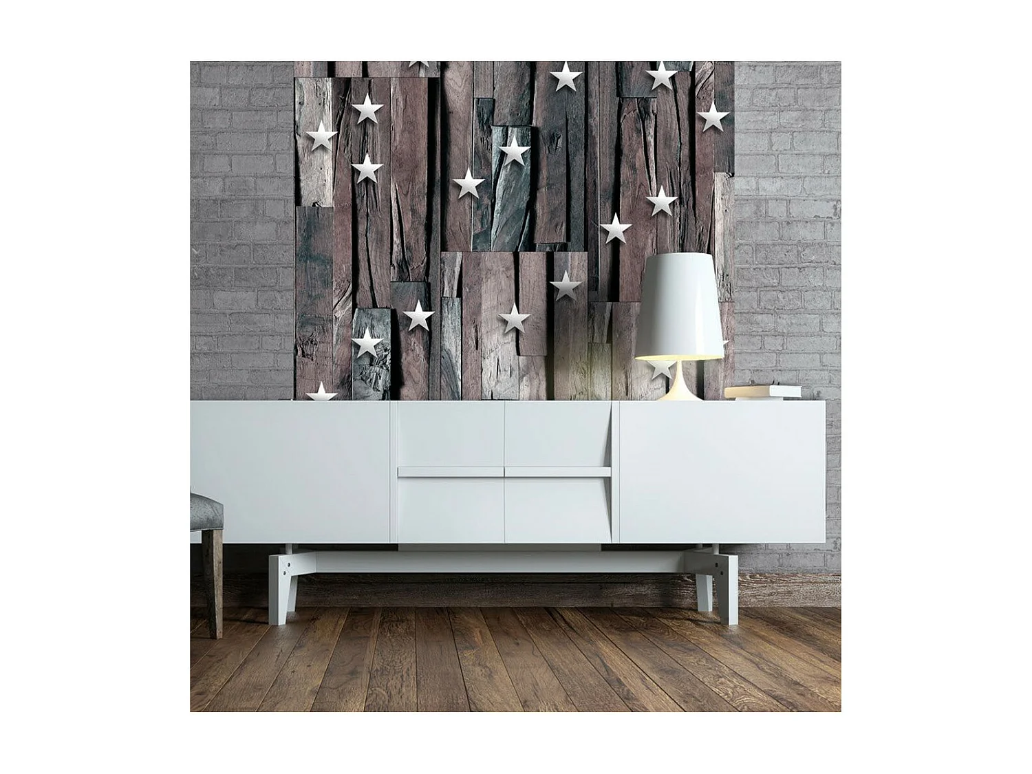 Papier Peint "Stars on Wood" 50x1000cm