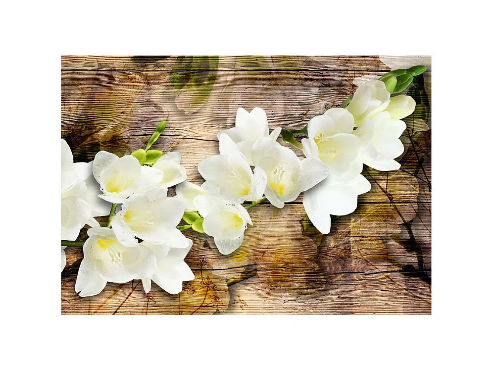 Papier Peint "Freesia on Wood" 140 x 200 cm