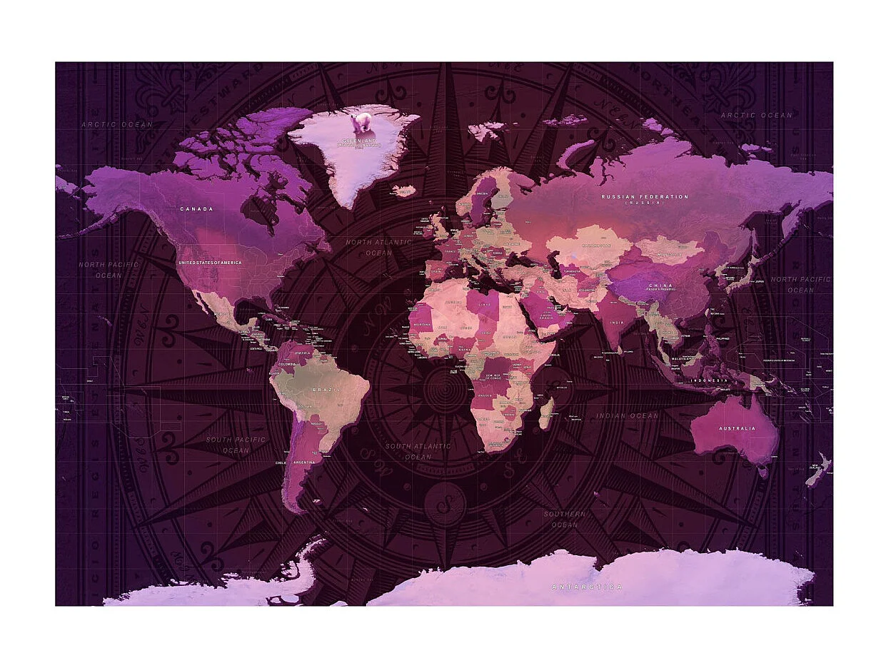 Papier Peint "Purple World Map" 140 x 200 cm