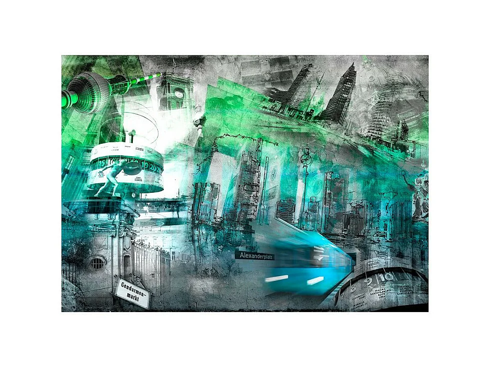 Papier Peint "Berlin Collage Vert" 105 x 150 cm