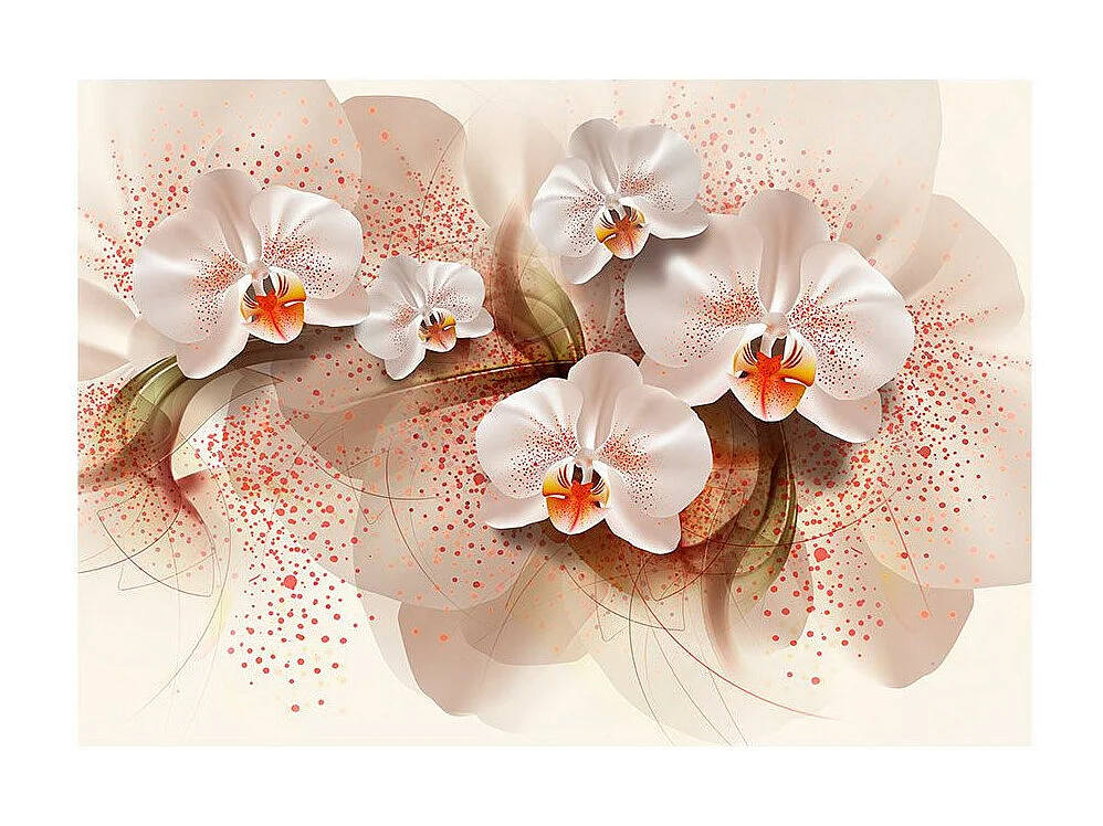 Papier Peint "Pale Yellow Orchids" 105 x 150 cm