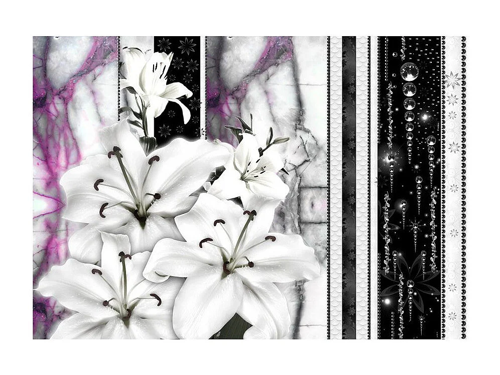 Papier Peint "Crying Lilies on Purple Marble" 210 x 300 cm