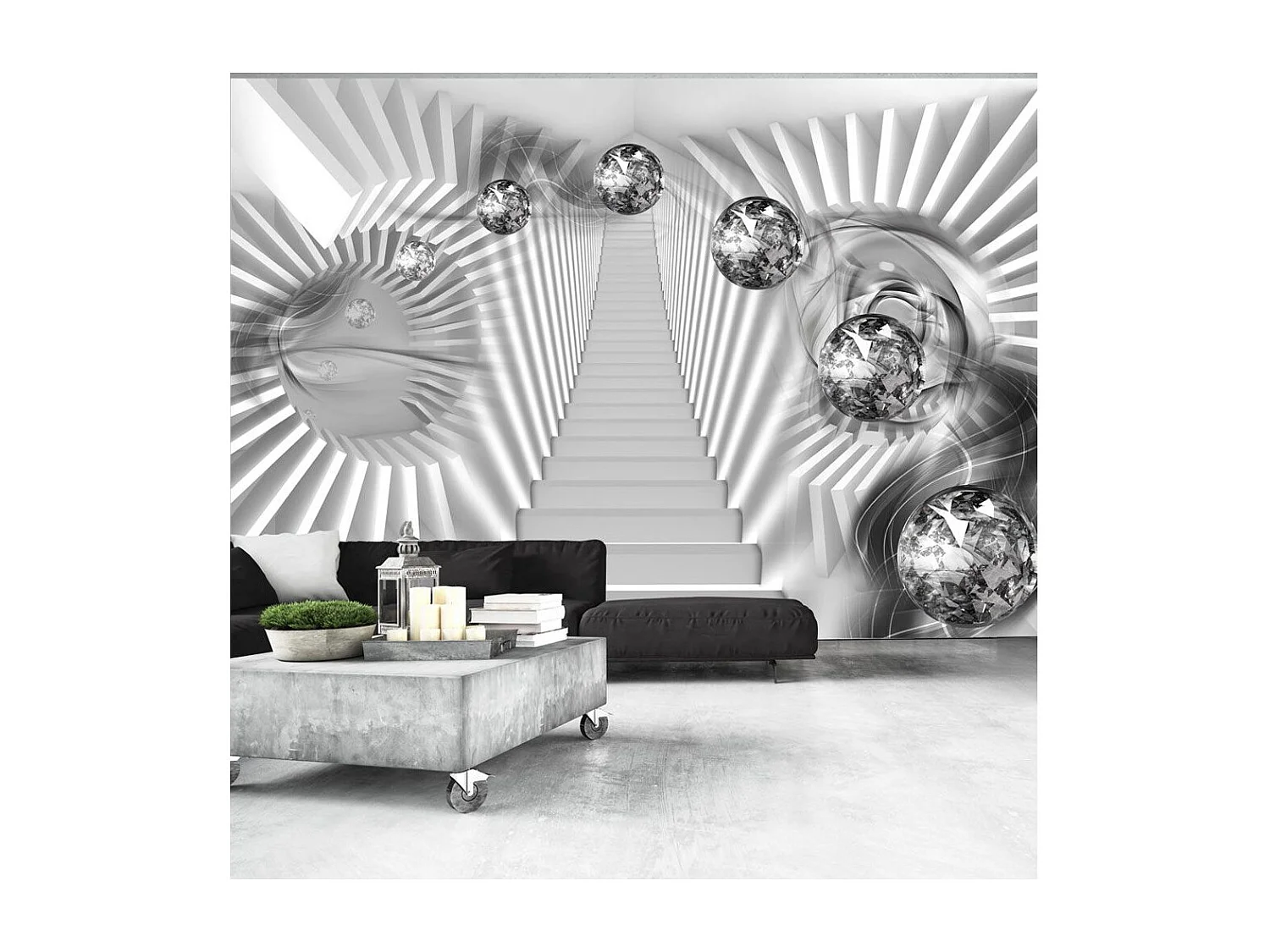 Papier Peint "Escalier en Argent" 140 x 200 cm