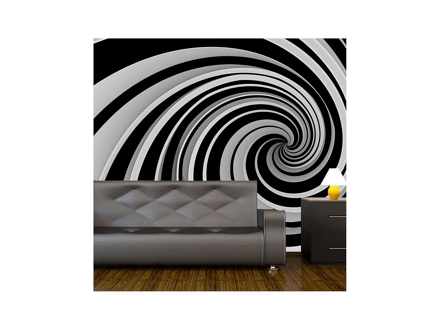 Papier Peint II "Black & White Swirl" 193 x 250 cm