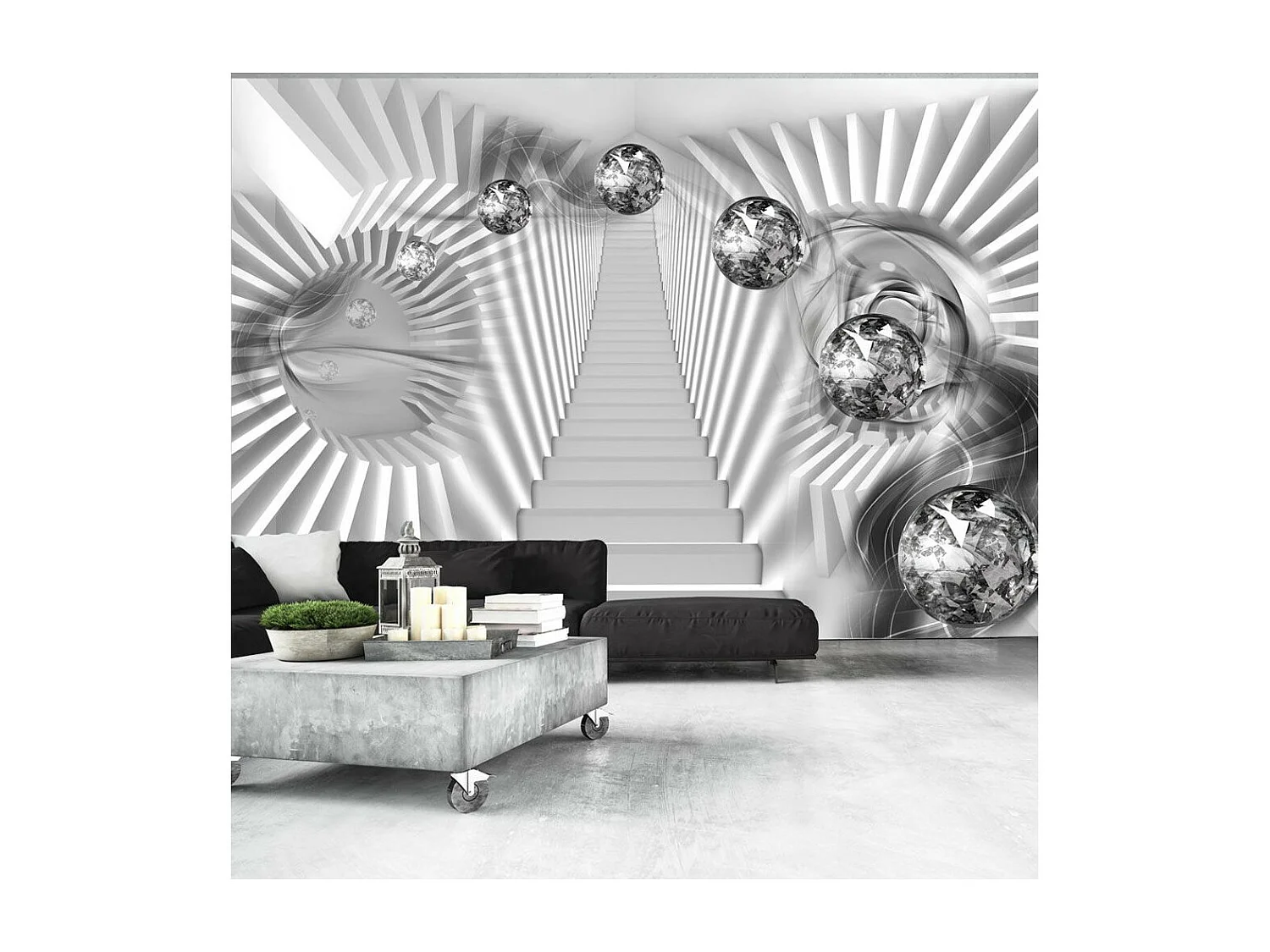 Papier Peint "Escalier en Argent" 245 x 350 cm