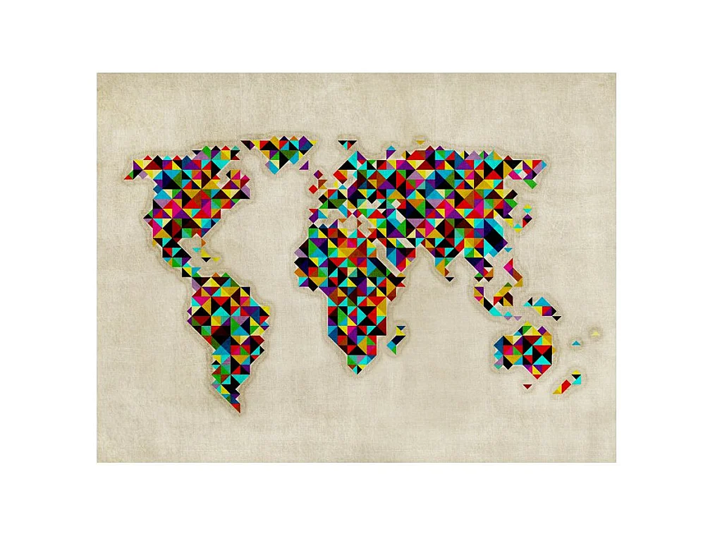 Papier Peint "World Map a Kaleidoscope of Colors" 154 x 200 cm