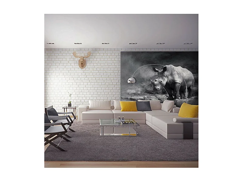 Papier Peint "Rhinocéros Perdu dans la Rêverie" 231 x 300 cm