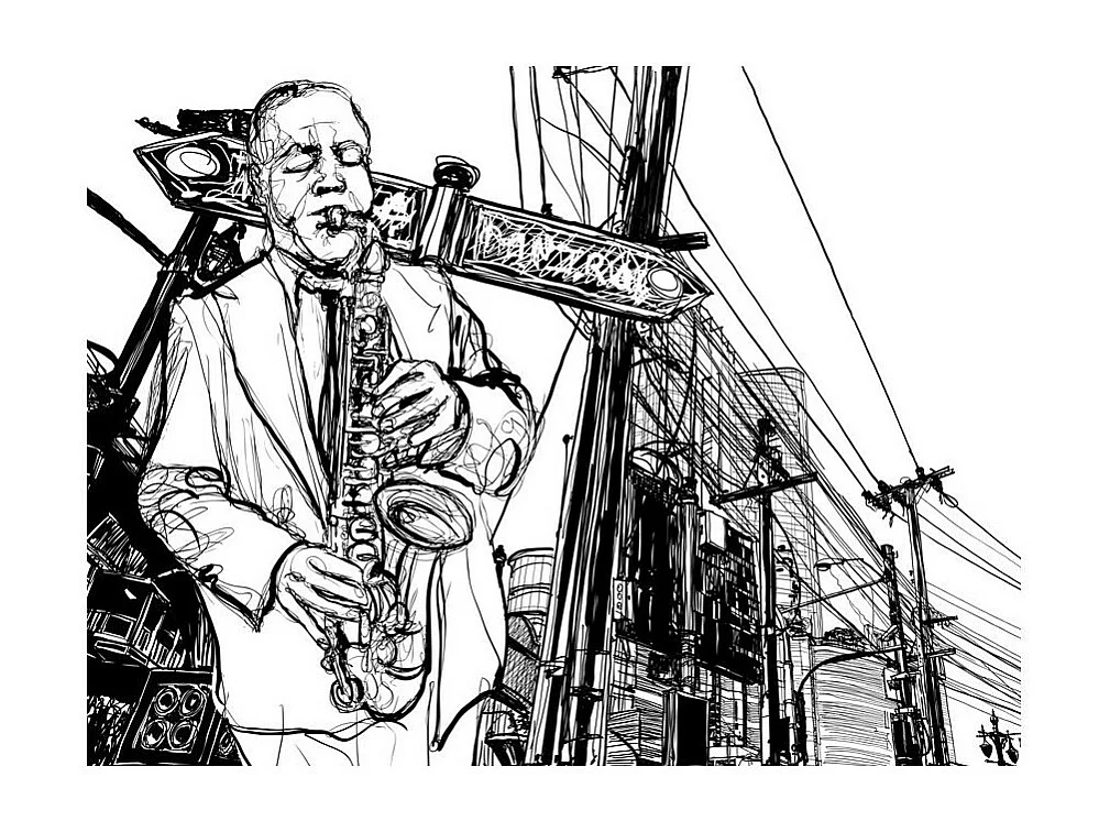 Papier Peint "Saxophone Recital on Broadway" 231 x 300 cm